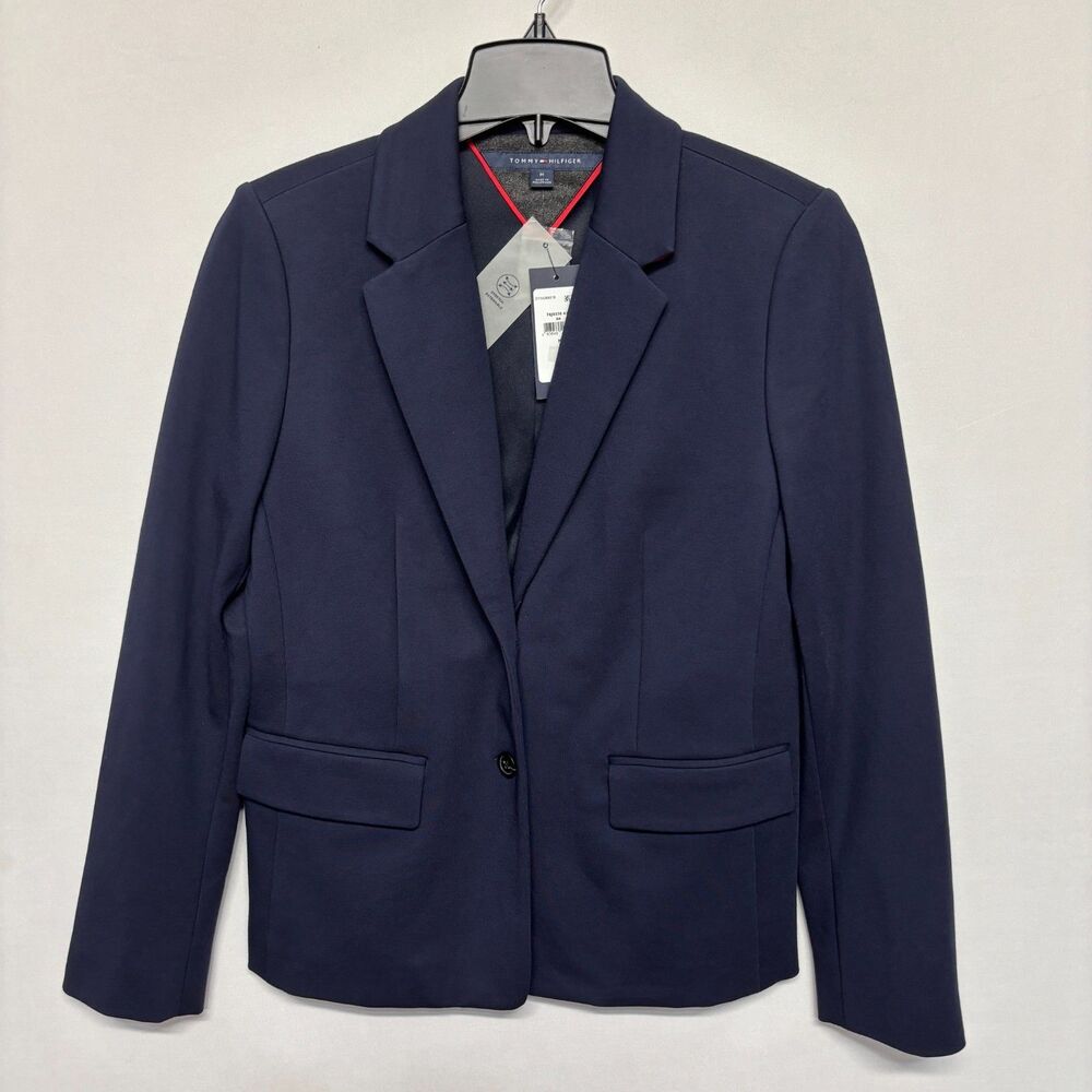 NWT Tommy Hilfiger Women Blazer Suit Jacket Size Medium Blue D130 -6